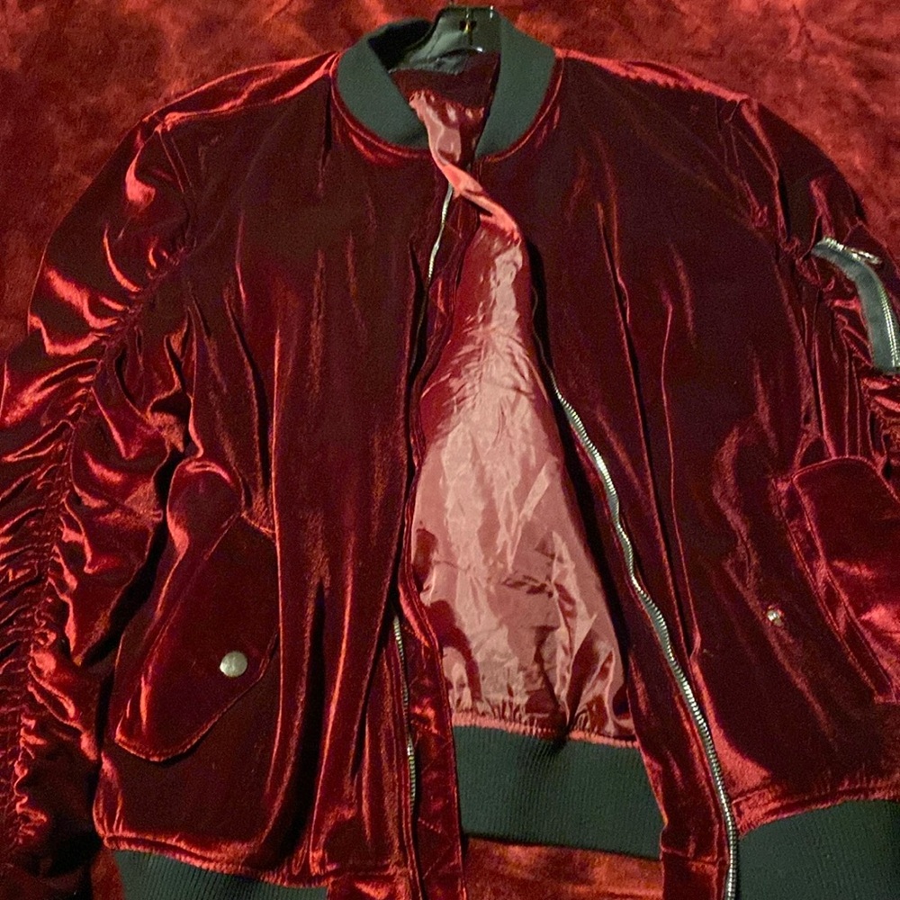 Burgundy velvet jacket